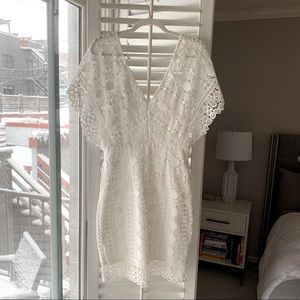 White Lace Detail Sundress with V Front/Back